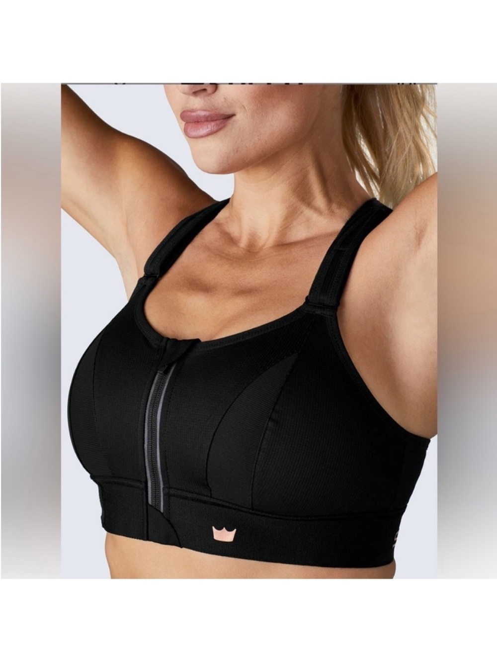 Shefit Ultimate Sports Bra Black High Impact Front Zipper Workout Gym-1Luxe